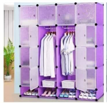 4 Column Plastic Wardrobe-Purple