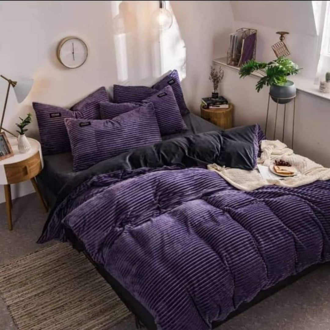 4Pc Velvet Fleece Duvet (6x6 Purple)