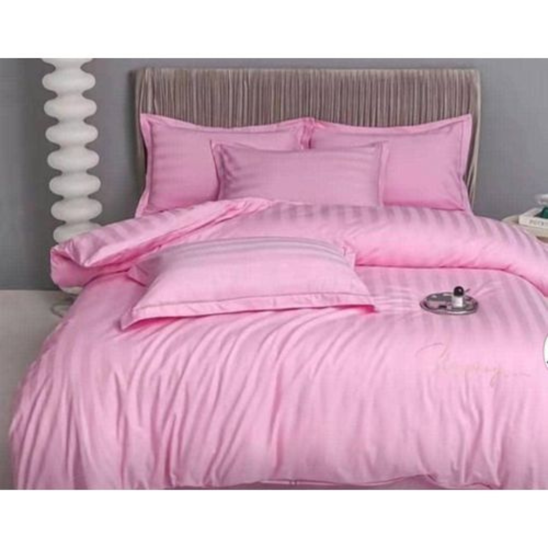 4 Pc Striped Binded Duvet (5x6 Pink)  