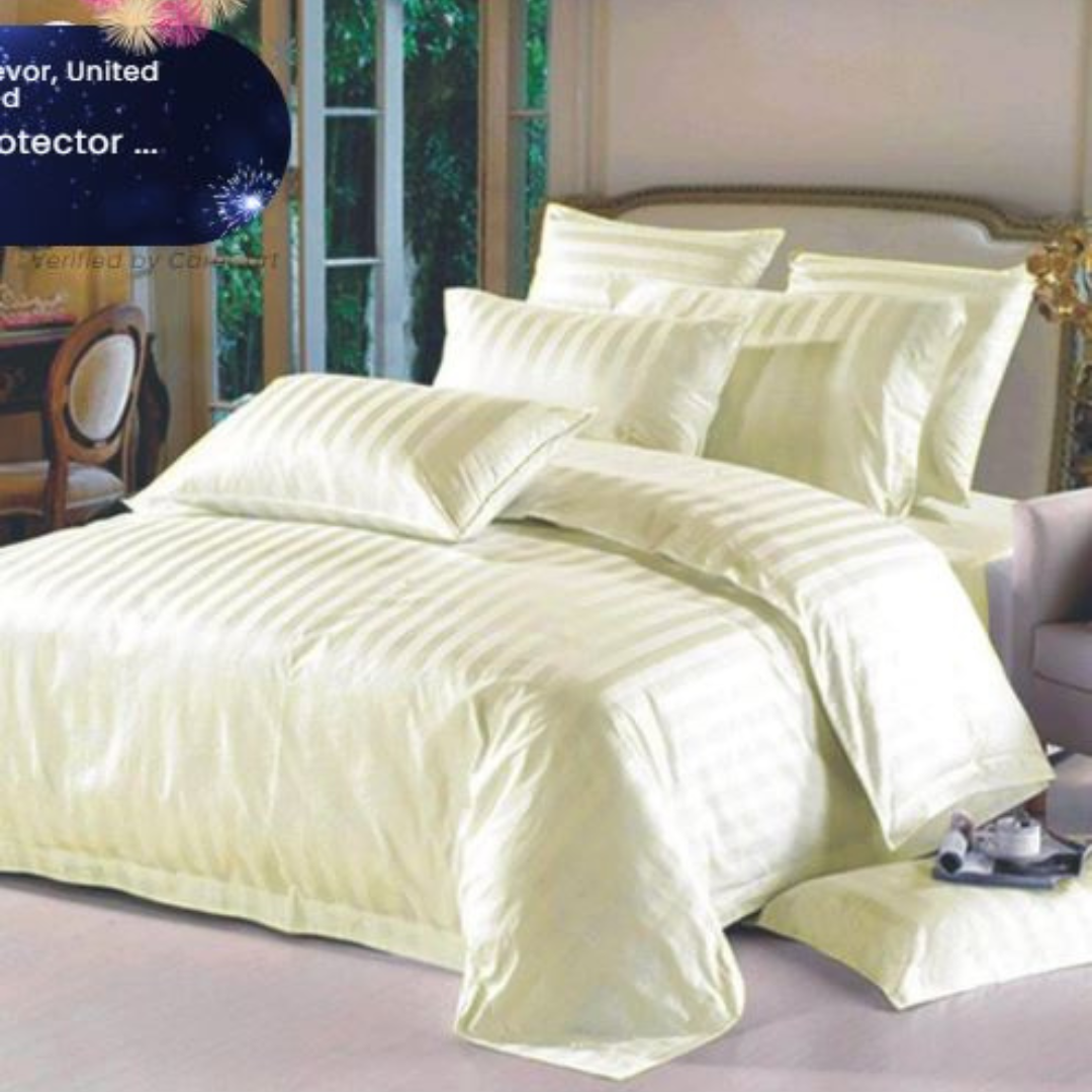 4 Pc Striped Binded Duvet (5x6 Cream)  