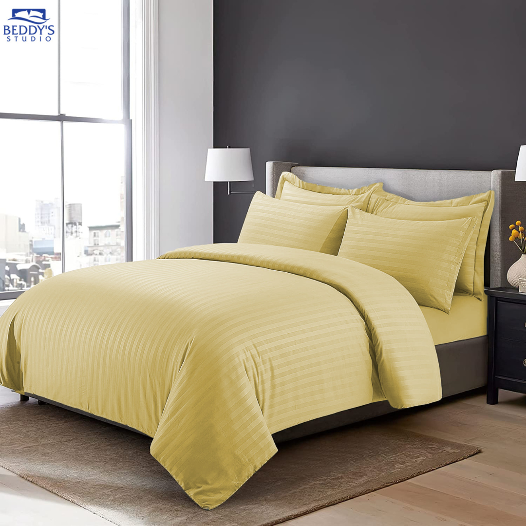 4 Pc Striped Binded Duvet (5x6 Yellow)  